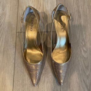 Ellen Tracy Echo Champagne Sequin Kitten Heel Sz 8